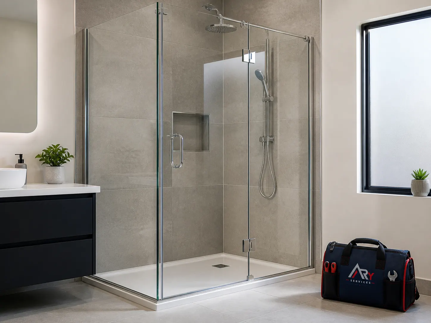 ARY Property Maintenance shower door and bathroom fixture repair in Canberra apartment